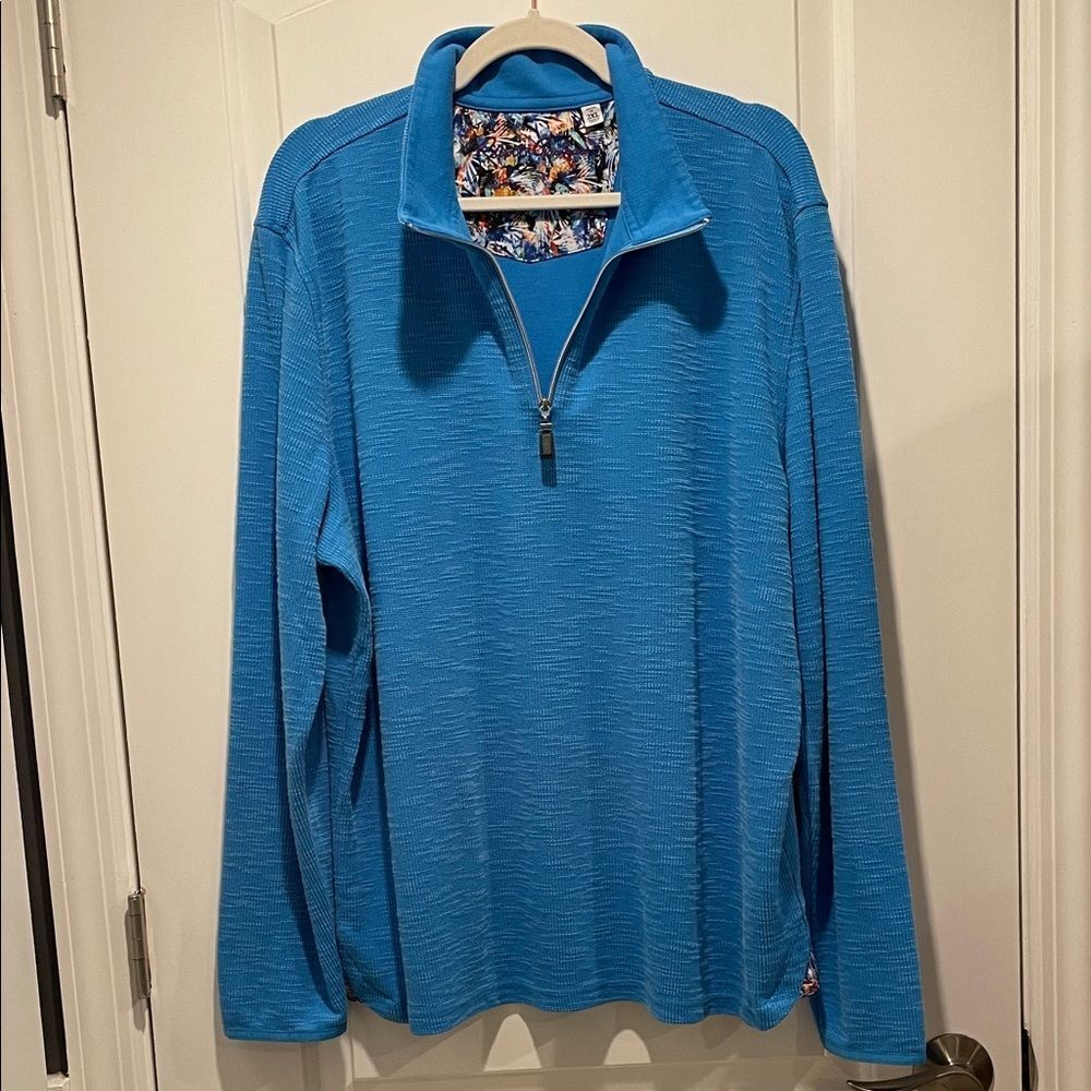 Robert Graham Blue Quarter-Zip Men's Sweater size 2XL